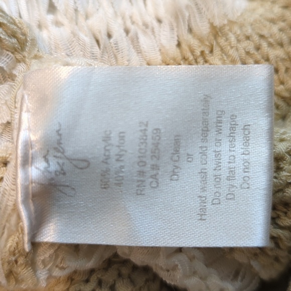 John & Jenn Anthropologie Beige Tan White Striped V-back ribbon knit sweater - Picture 5 of 6